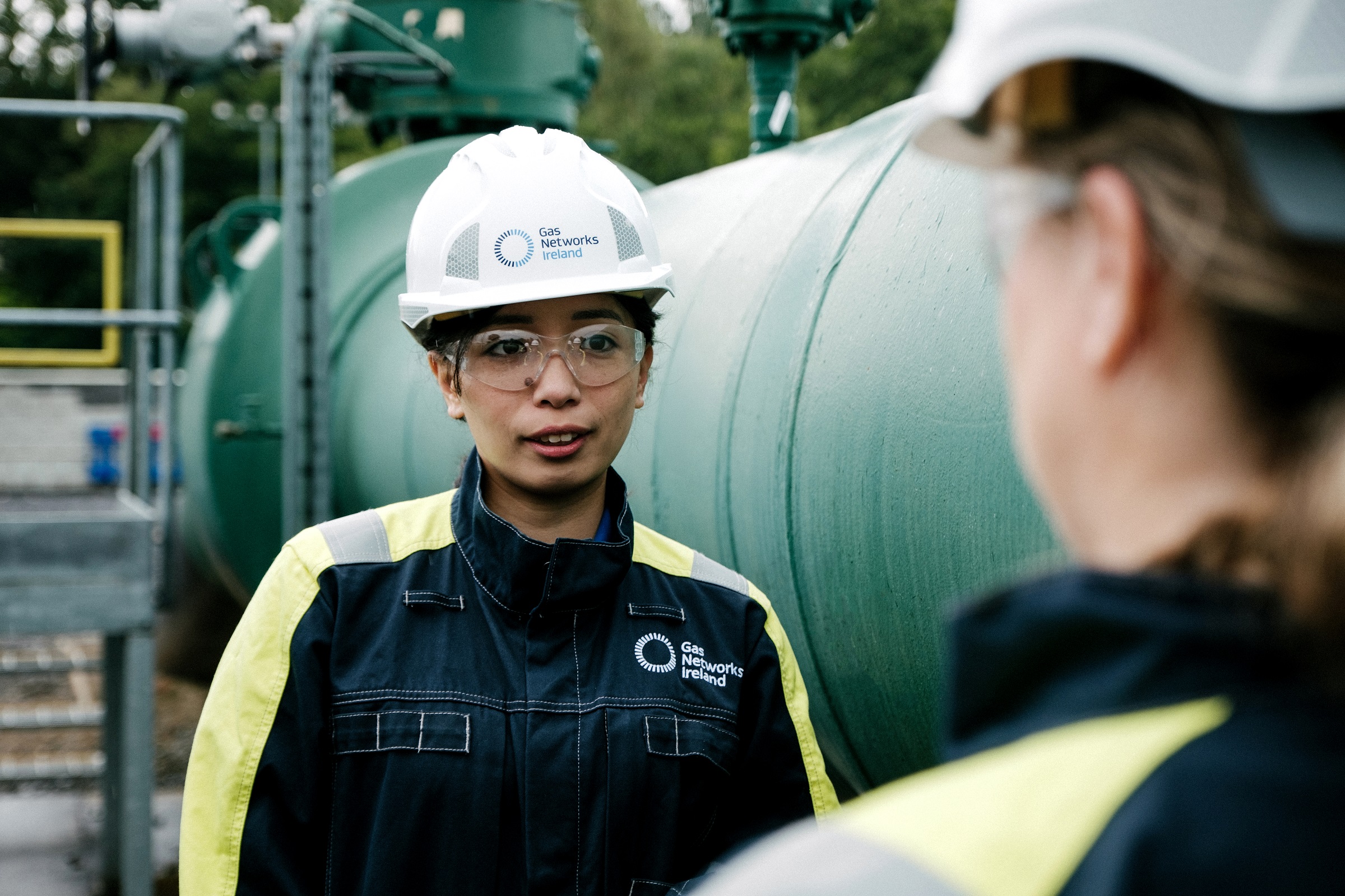 Engineer working on pipes