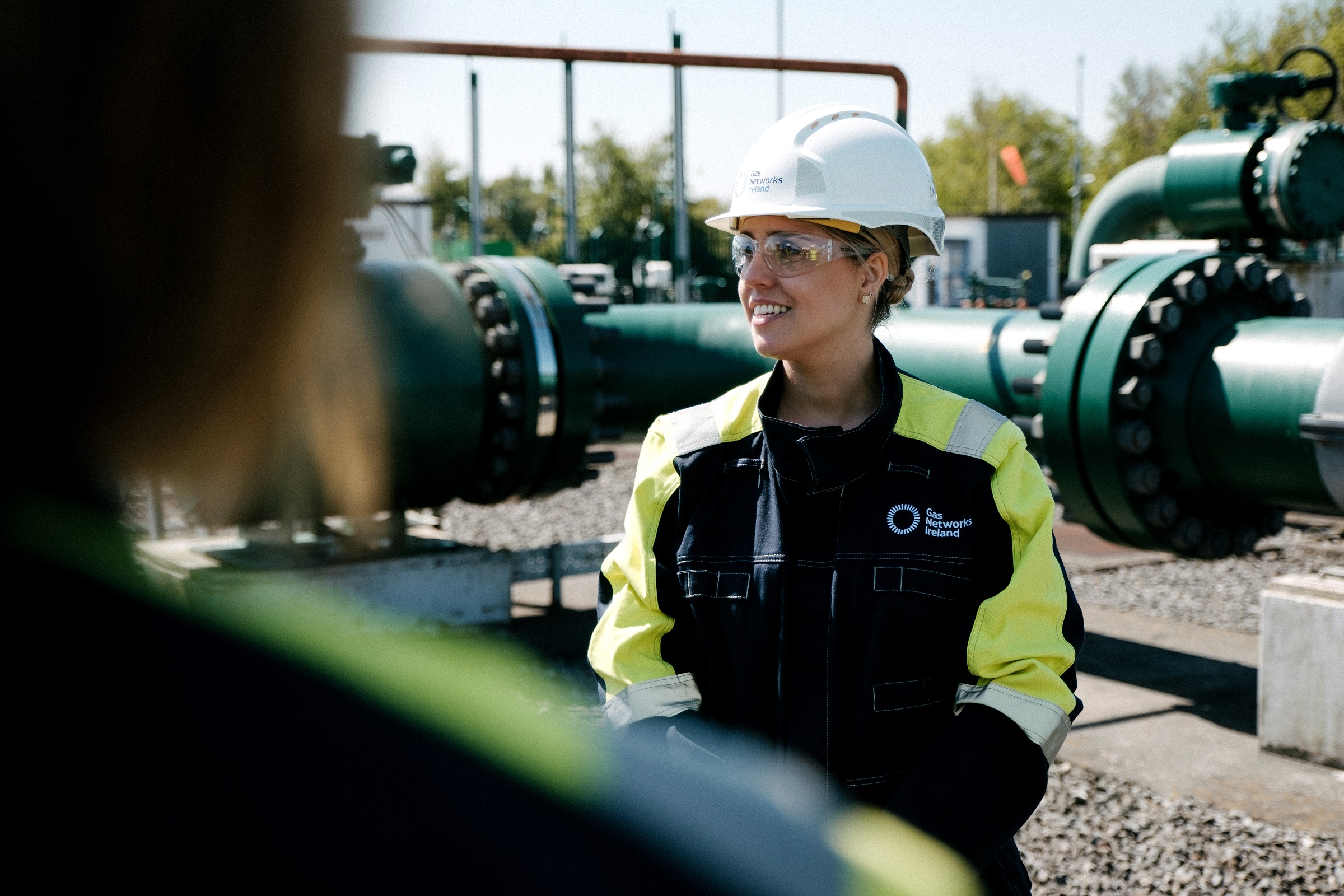 Engineer working on pipes